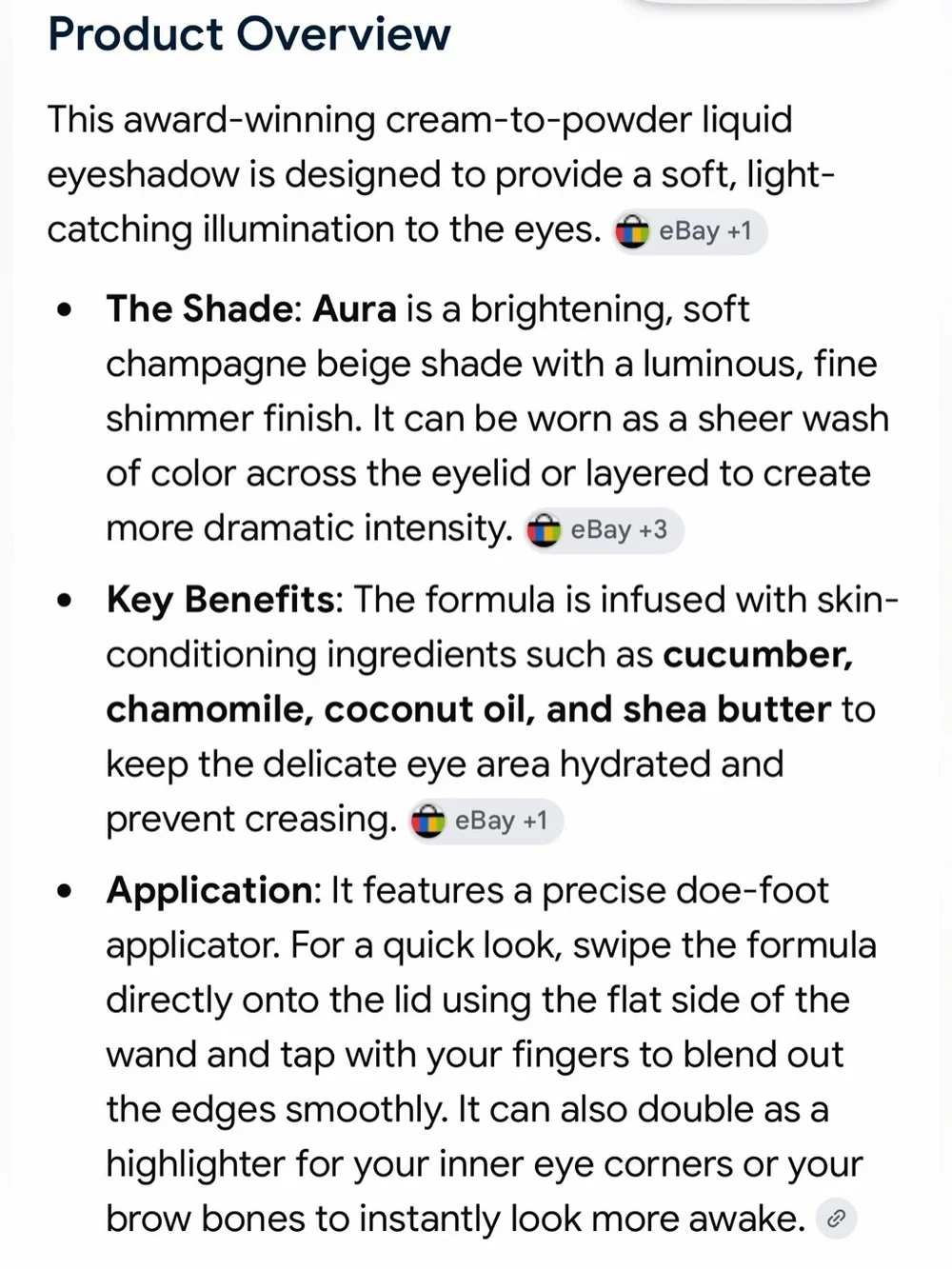 Beauty Counter Award Winning Lid Glow Color Aura